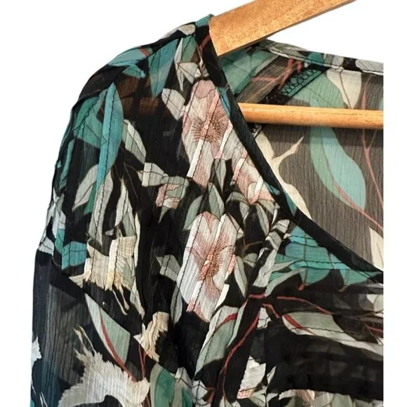 Lauren Conrad Women's Black Sheer 3/4 Sleeve Blouse Size Large - Picture 6 of 10